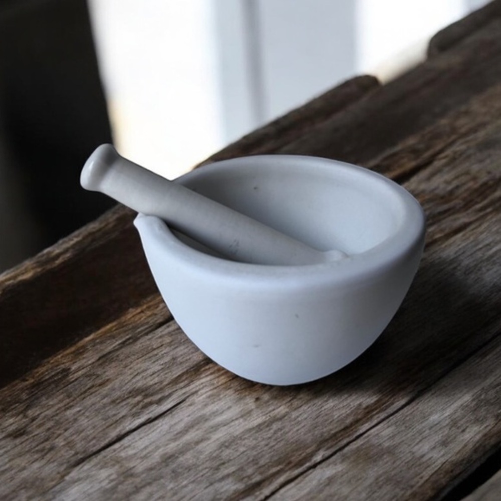 Marble MORTAR & PESTLE WHITE 4”tall Herb Grinder Crusher
